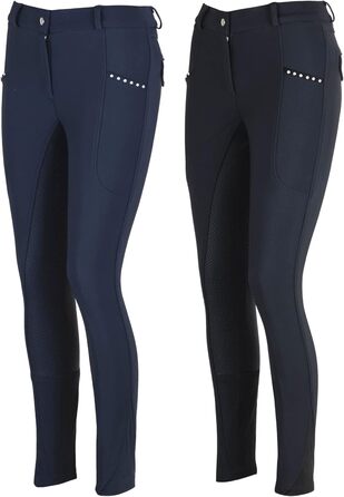 Лазура - жіночі зимові штани для верхової їзди Татяна | Повний силіконовий вшитий захист | Штани для верхової їзди з 2 кишенями для телефону | Чорні або темно-сині штани з повним силіконовим вшитим захистом | Верхова одяг розмір 34-46 34 Темно-синій
