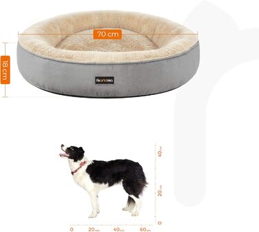 Кругла лежанка для собак та котів Feandrea, діаметр 70 см, сірий колір