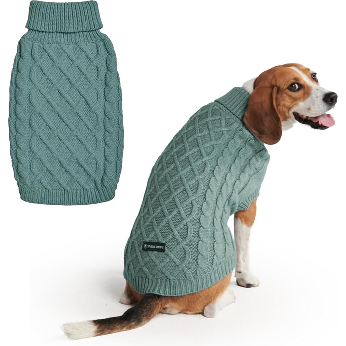 Теплий зимовий пуловер Spark Paws для собак – м'який, комфортний, підходить для французьких бульдогів, пітбулів, кобелів та сук (Pine Green, 2XL) – 16-25 кг