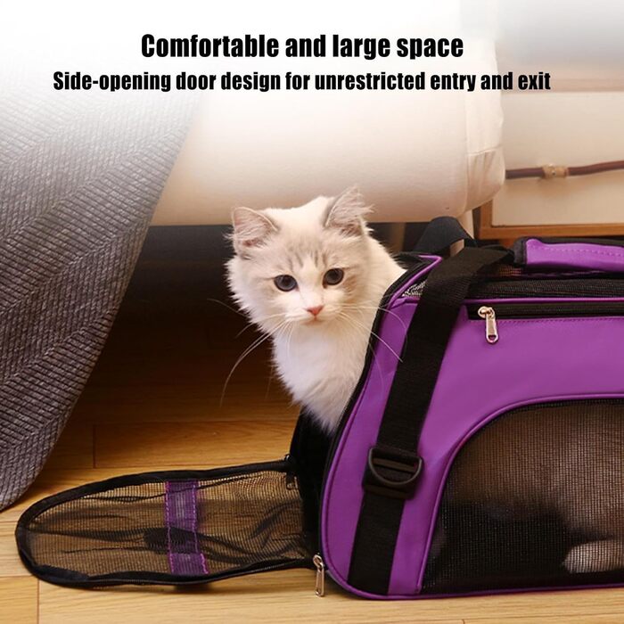 Сумка-переноска для тварин, портативна, для цуценят, дихаюча, неслизька, для подорожей, прогулянок та хандерінгу на природі, фіолетова