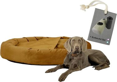 Килимок для собак Luxus Denver | гігієнічний, миється | розмір M (для маленьких та середніх собак) | затишна печеринка з пакетиками для відходів | діаметр 68 см (90 см, гірчичний)