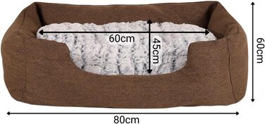 Крісло-гніздочко для собак Lionto з м'яким двостороннім подушкою, затишне ліжко для домашніх тварин у меланжевому дизайні з глибоким входом, підходить для собак та котів усіх розмірів, 80x60 см, м'яке ліжко для собак, коричневе