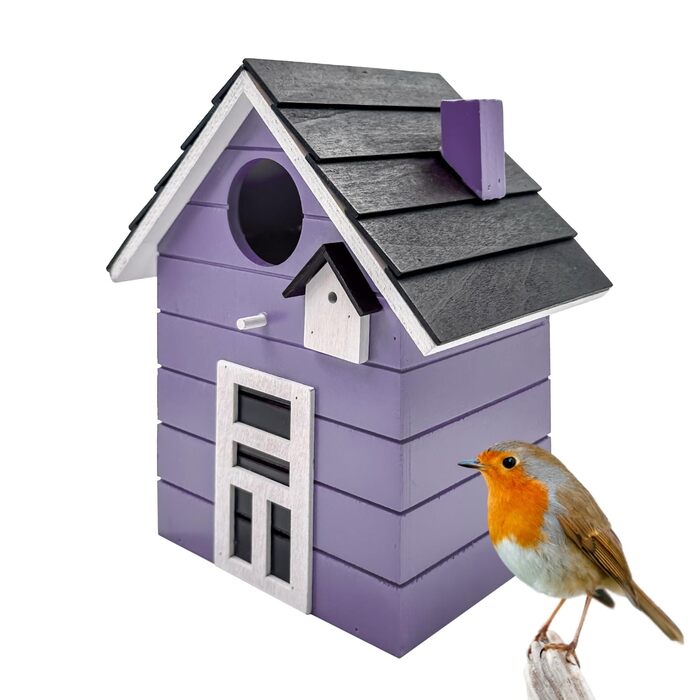 Пташник Vogelhaus No.64: для малих птахів (синиця, горобець, зяблик), декор для дому та місце для гніздування на вулиці, фіолетовий