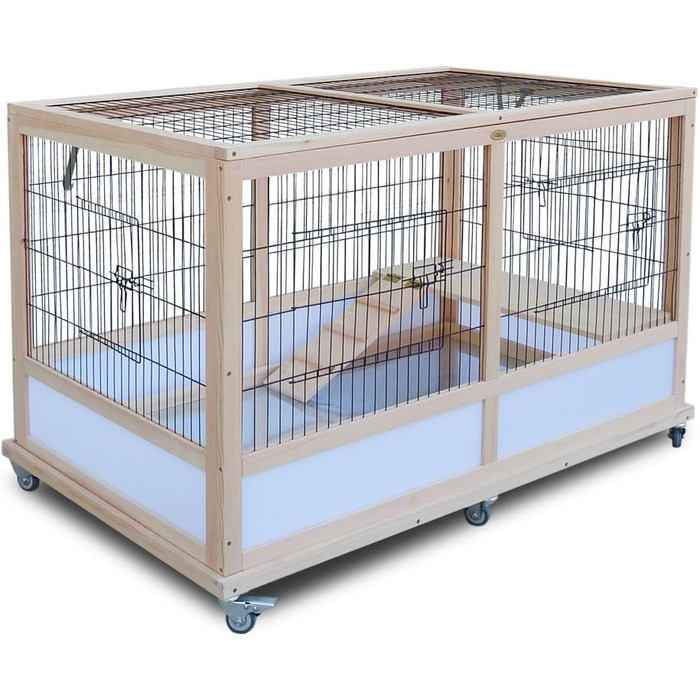 Клітка для кроликів HABAU, 118 x 75 x 79 см, з натурального дерева та металевої решітки, для дому