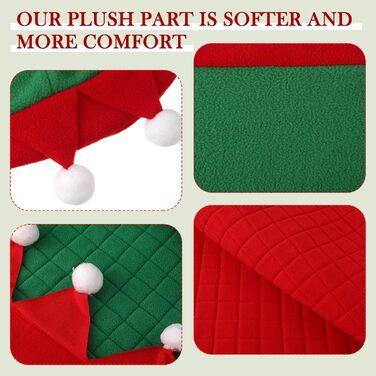 Набір з 6 шт. накладок на ноги для коня з штучним хутром, святкові, червоно-зелені, для декору та костюмів