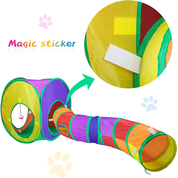 Туннель для котів 3 шт. Складаний тунель-іграшка для кошенят, цуценят та кроликів - ідеально для дому та на вулицю