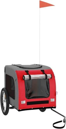 Причіп для велосипеда з собаками, червоний та сірий, Oxford-Gewebe та залізо, для собак та котів LH13839