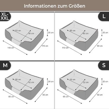 Крісло-ліжко для собак великих, середніх та маленьких порід - зручне ліжко для собак, сірого кольору, розмір L, 110 x 90 см, знімний та пральний чохол