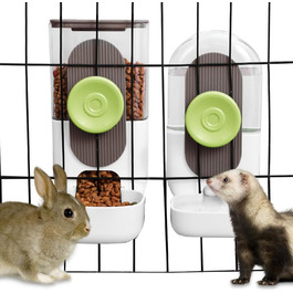 Автоматичний диспенсер води Lemtrflo для тварин, годівниця для кроликів, свиней та хоряків, набір, зелений (білий/коричневий)