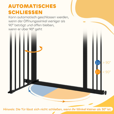 PawHut Door Gate Guard, Шлагбаум, 74-87 см, Сходові ворота для домашньої тварини, Ворота для собаки в т.ч. різні надставки, Захисні ворота без свердління, Метал, Пластик, Чорний | Аосом