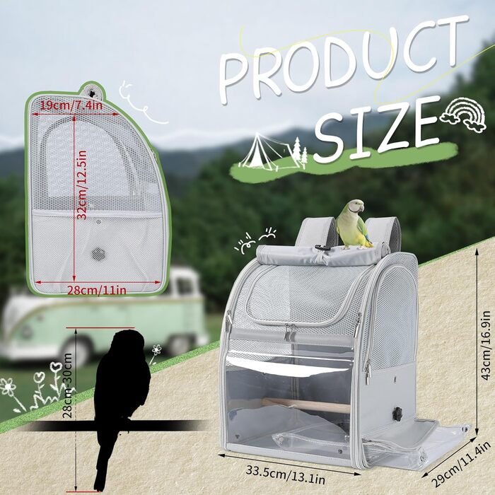 Рюкзак-переноска для птахів Sanmoncare: водонепроникний, для канарек та папуг, з підставкою