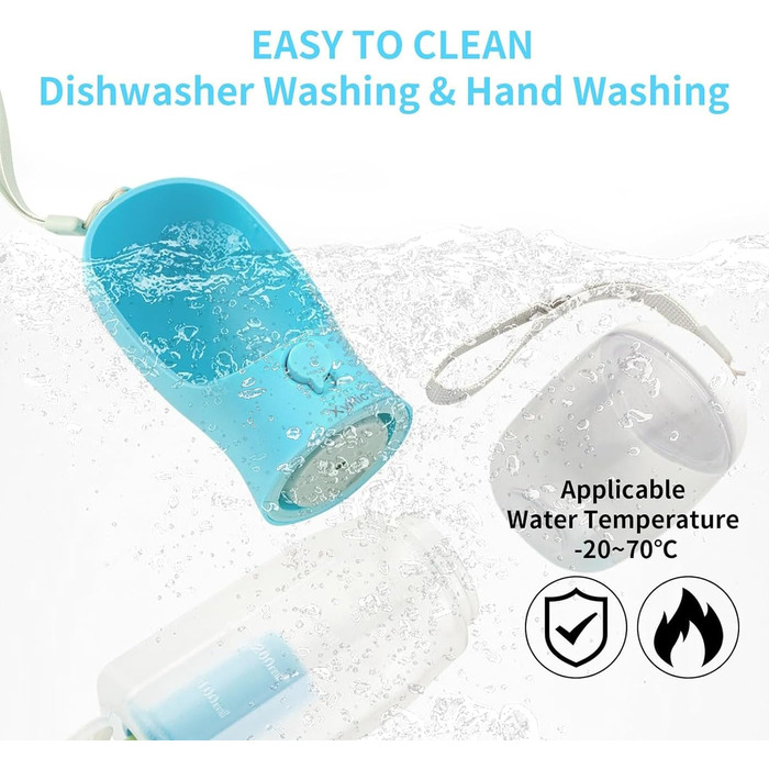 Водяна пляшка для собак Xylitic 3-в-1 з контейнером для корму та пакетиками для відходів, 590 мл, блакитна