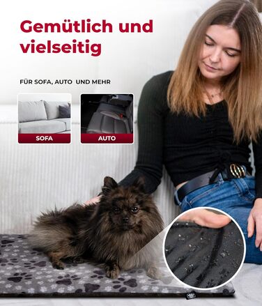 Килимок для собак S (55x75 см) – неслизький та затишний, з наповнювачем 3 см – ідеально для дивану, авто та переноски – дизайн 