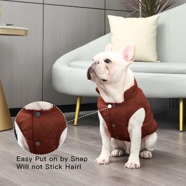 Тепла двошарова куртка для собак з флісовою підкладкою, коричнева, розмір S