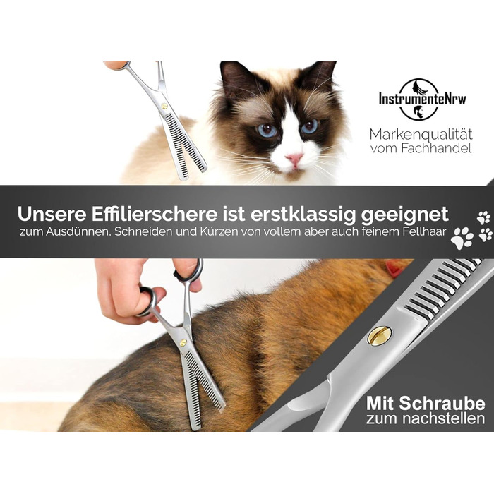 Професійна ножиця для собак, витоншування шерсті, 30 зубців, двостороння, 15.24 см, срібна