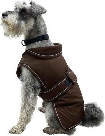 Теплий водонепроникний зимовий одяг для собак Hugglepets Arctic Armour, розмір XS (30 см), з відбиваючим флісом, регульована застібка, підходить для повідка/шлейки, шоколадно-коричневий