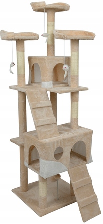 Високий кігтеточка-комплекс Funfit Home&Office, бежевий сизаль, 161-220 см, 5 рівнів