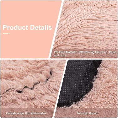 М'яке ліжко для собак та котів, пухнасте, кругленьке, рожеве, Ø 70 см. Легко миється. Підходить для маленьких та середніх собак та котів.