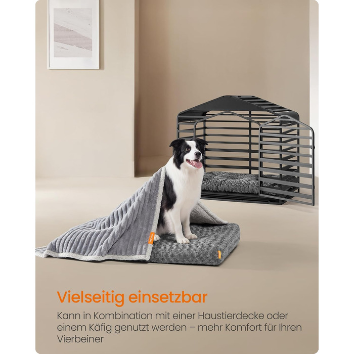 Ліжко для собак Feandrea XL, м'яке килим-матрас для великих собак, 110 x 73 см, сірий, PGW293GN01