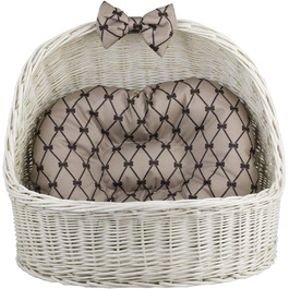 Кремова плетена хатинка для тварин з лози e-wicker24