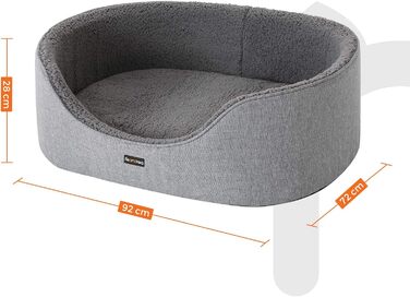 Ліжко для собак Feandrea з двосторонньою подушкою, 92x72x28 см, сіре