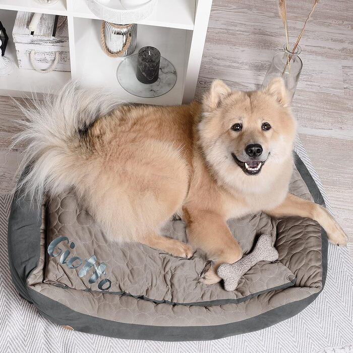 Ліжко для собак Ne&no® 2 в 1: охолоджуючий та зігріваючий матеріал, середні породи, 80x60 см, миється. Персоналізоване собаче ліжечко, блакитне, 35x45 см