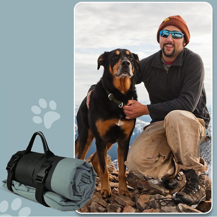 Складане водонепроникне ліжко для собак, матрац, килимок для собак для подорожей, кемпінгу, на вулицю, з антиковзною основою, 90x60 см