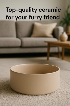 Миска для собак з кераміки, середніх порід, 800 мл, неслизька, стильна, бежева, Flamingo Eram, Ø16 x H6,5 см