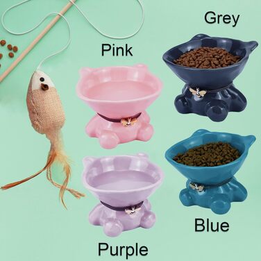 Підвищений годівниця для котів Busnos, керамічна, 14x13x11 см, блакитна