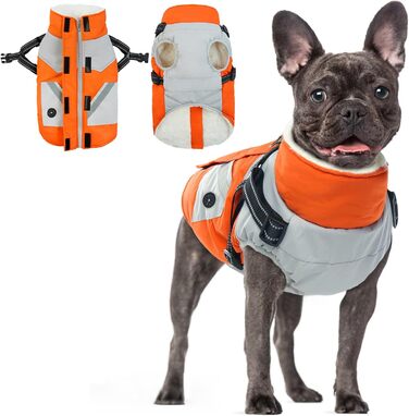 Зимовий одяг для собак, теплий зимовий одяг для маленьких собак, водонепроникний одяг для собак, одяг для собак, одяг для чихуахуа (помаранчевий, S) S (обхват шиї-32см, обхват грудей-44см) Помаранчевий