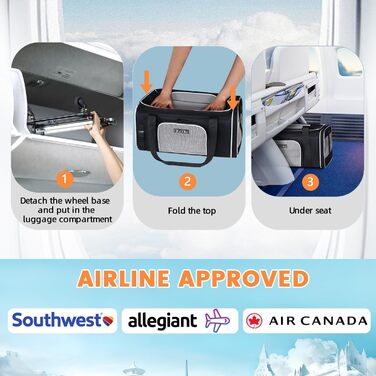 Транспортна сумка для домашніх тварин Petskd з розширенням, на колесах, 48.3 x 33 x 22.9 см, схвалена Southwest Allegiant Airlines, м'яка переноска для собак до 5.4 кг та котів до 6.8 кг