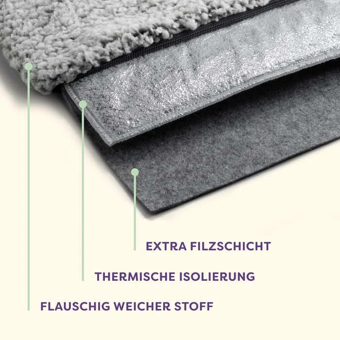 Самогріюча ковдра для собак та котів сірого кольору 60x45 см - М'яка та затишна ковдра для котів - Звукоізоляція - Пральна наволочка - З антиковзною основою