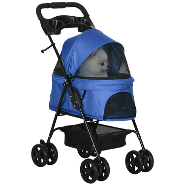 PawHut Dog Stroller Dog Buggy з функцією складання Коляска для маленьких собак і кішок Коляска для домашніх тварин Cat Buggy Oxford Blue 67 x 45 x 96 см | Аосом