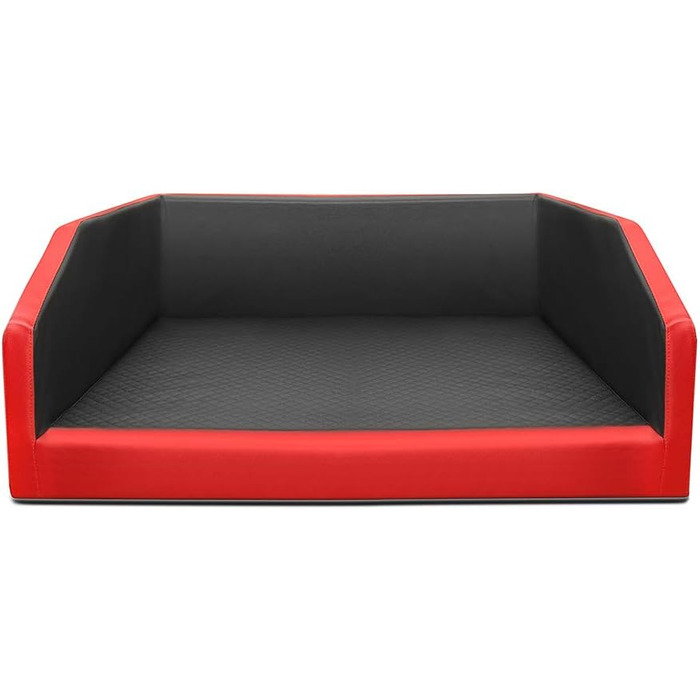 Крісло-ліжко для собак Mayaadi-Home XL Premium - 110x90x38 см | З захисною накидкою, з штучної шкіри, для автомобіля | Travel Duo чорно-червоне
