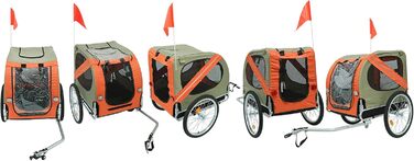 Фahrрадіовелосипедний причіп для собак, складаний, Oxford Tuch, з відбивачами, 73x137x90 см, до 40 кг, червоно-чорний A (Оранжевий A)