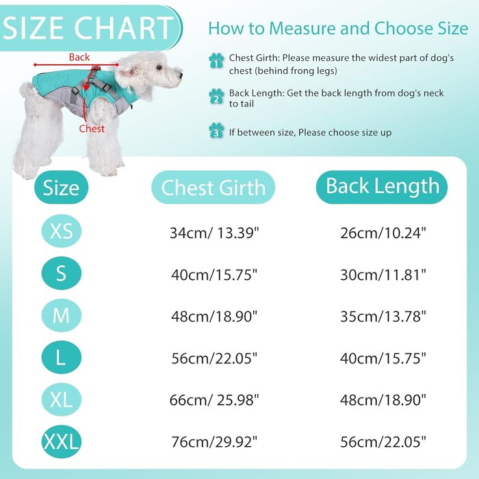 Водонепроникний зимовий одяг для собак Poseca: теплий зимовий одяг з інтегрованим шлейкою (зелений, L)