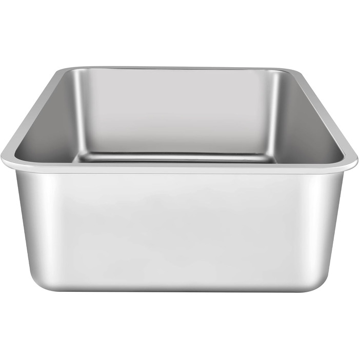 VEVOR XL котячий туалет з нержавіючої сталі, 2 шт, 60×40×15 см, з совком, широким фільтром і високим бортом, без запаху, для великих котів