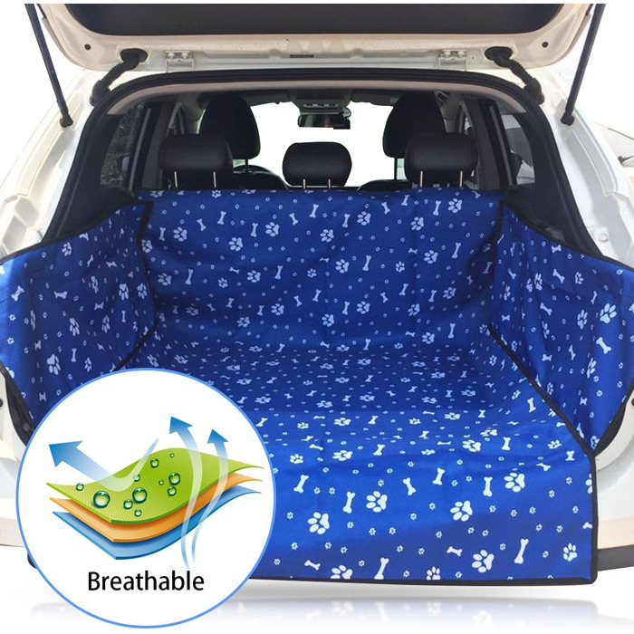 Захист для багажника автомобіля PETCUTE для собак з боковим захистом, універсальний килимок для багажника, водовідштовхуючий, стійкий до подряпин, для універсалів, мінівенів та SUV (Блакитний)