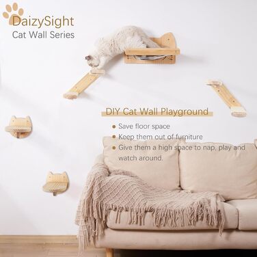 Сходинка для котів DaizySight на стіну: комплекс для лазіння, ігор та відпочинку (2 елементи)