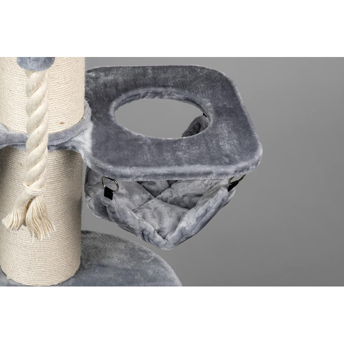 Дряпка для великих котів RHRQuality Maine Coon Sleeper Crown Plus, світло-сіра, товсті 15см стовпи з сизалю
