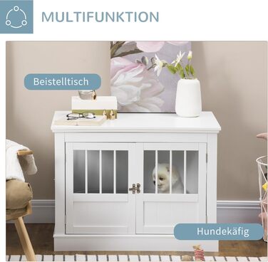 Клітка для собак PawHut, собача будка з 3 дверцятами, переноска для собак, будиночок для маленьких собак до 10 кг, білий колір, 78 x 53 x 59,3 см