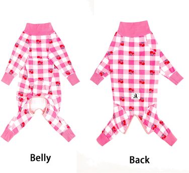 Піжама для собак, комбінезон для середніх та великих собак, легкий, стильний, великий розмір, післяопераційний одяг, темно-сірий, рожевий у клітинку (34 (Обхват грудей 89 см | Довжина спини 60 см))