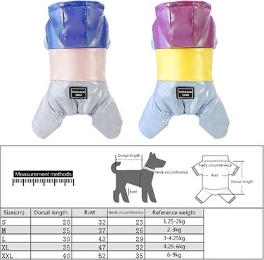 Зимовий одяг для собак: пуховик, комбінезон, зимова куртка. Вадостійкий верх, капюшон, пуховик (фіолетовий/жовтий, M)