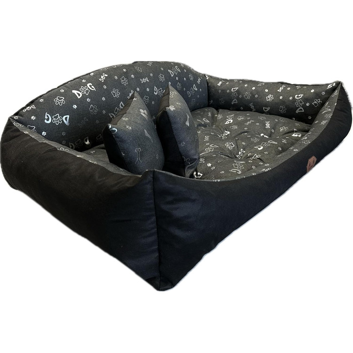 Ортопедичне ліжко для собак Dogs4Life: м'яке, миється, з можливістю персоналізації (S-XXL, сірий з срібними лапками)