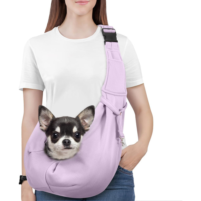 Pawaboo переносна сумка для собак і котів, для подорожей та прогулянок, до 5.4 кг, квітковий принт + чорний (світло-фіолетовий)