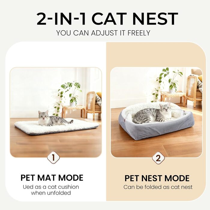 М'яке ліжко для котів, 60x45 см, плюшеве, для маленьких собак та котів, 2-в-1, ліжко-подушка, ковдра, ліжко-гніздо, L:91x71 см