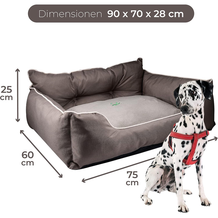 Ліжко для собак Benetton, коричневе, 90x70x28 см, ергономічне, знімний чохол