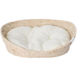 Преміум ліжко Dehner Lovely для собак та котів, м'яке гніздище, 54 x 43 x 18 см, натуральні матеріали, білий/бежевий