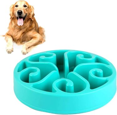 Миска для собак Slow Feeder, інтерактивна, лабіринт, синього кольору, протиковтання, для повільного годування