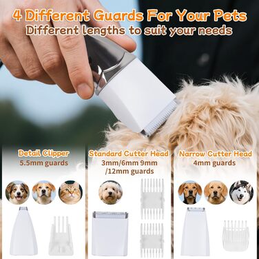 Набір для стрижки собак 4 в 1 Ninonly: тиха, акумуляторна машинка для собак та котів з 4 насадками для тіла, лап, очей та вух. Тример для лап. Колір: Gunmetal